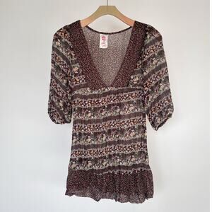 Vintage 90s Y2K Sheer Fairy Babydoll Floral Top / Sz S / Indie Boho Grunge